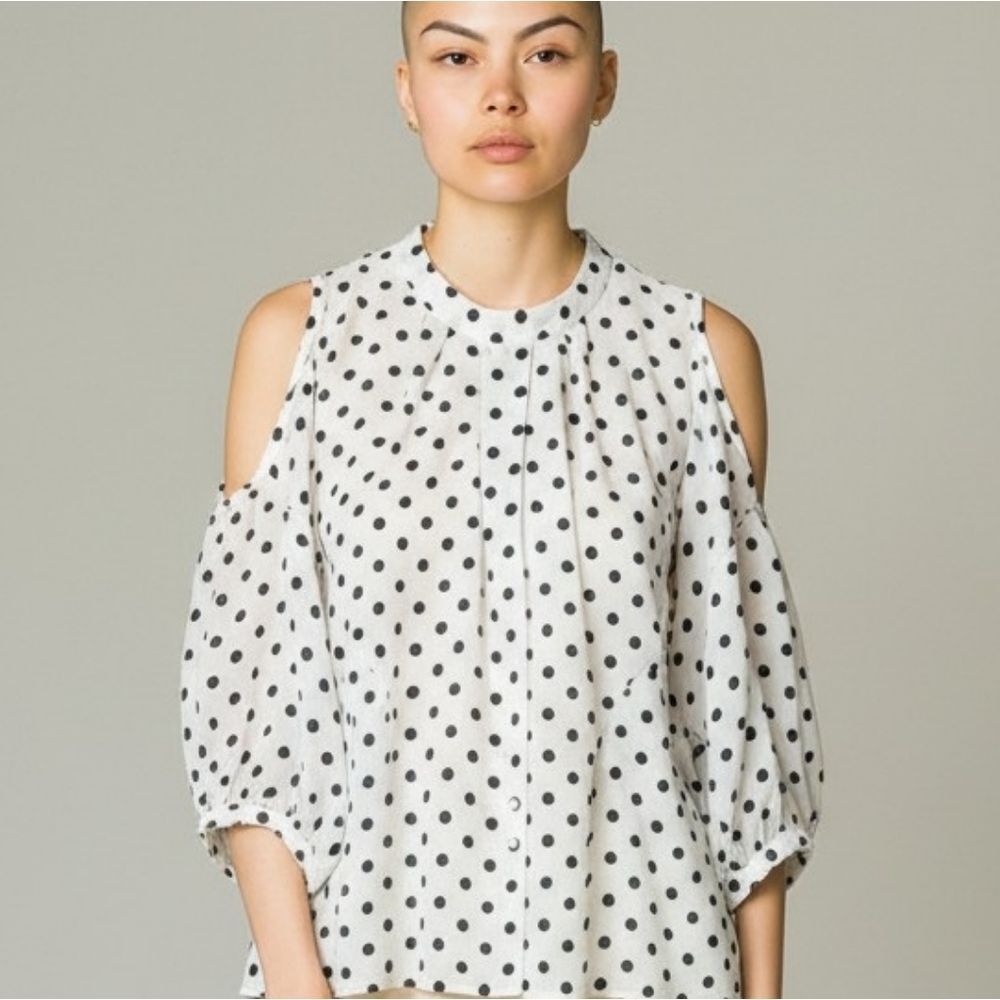 Cold Shoulder Polka Dot Blouse